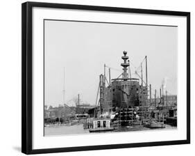 Building a Warship, Cramps I.E. William Cramp Sons Ship and Engine Building Company Shipyard-null-Framed Photo