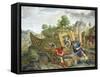 Building Ark, Flemish Painting, Painting on Copper-null-Framed Stretched Canvas