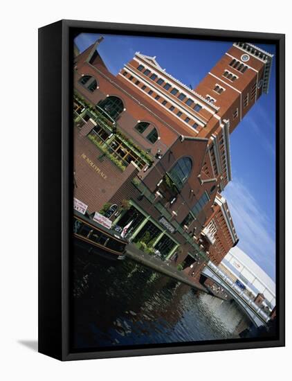 Building Beside the Canal, Brindley Place and Nia, Gas Street Basin, Birmingham, England, UK-Neale Clarke-Framed Stretched Canvas