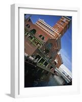 Building Beside the Canal, Brindley Place and Nia, Gas Street Basin, Birmingham, England, UK-Neale Clarke-Framed Photographic Print