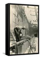 Building Boulder Dam, Nevada-null-Framed Stretched Canvas