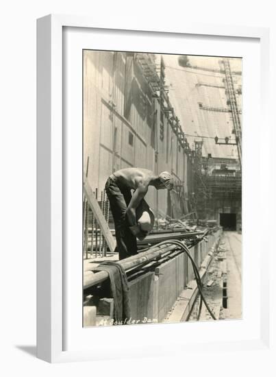 Building Boulder Dam, Nevada-null-Framed Art Print