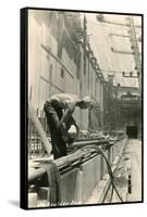 Building Boulder Dam, Nevada-null-Framed Stretched Canvas