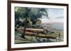 Building Canoes, Andaman and Nicobar Islands, Indian Ocean, C1890-Gillot-Framed Giclee Print