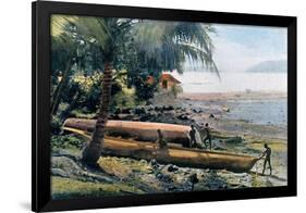 Building Canoes, Andaman and Nicobar Islands, Indian Ocean, C1890-Gillot-Framed Giclee Print