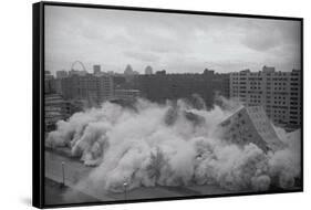 Building Complex falling amidst Dust-null-Framed Stretched Canvas