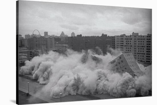 Building Complex falling amidst Dust-null-Stretched Canvas