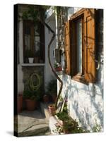 Building Detail, Lesvos, Mithymna, Northeastern Aegean Islands, Greece-Walter Bibikow-Stretched Canvas