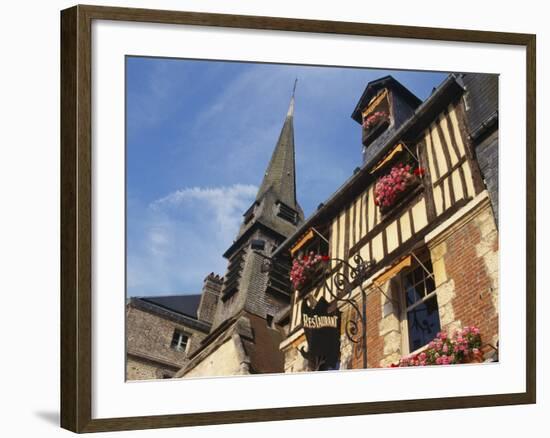 Building Exterior and Church Spire, Quai St Etienne, Normandy, France-Guy Thouvenin-Framed Photographic Print