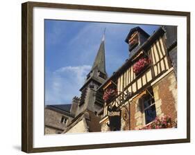 Building Exterior and Church Spire, Quai St Etienne, Normandy, France-Guy Thouvenin-Framed Photographic Print