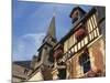 Building Exterior and Church Spire, Quai St Etienne, Normandy, France-Guy Thouvenin-Mounted Photographic Print