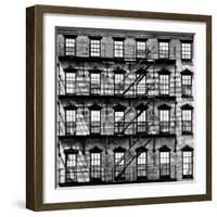 Building Facade in Red Brick, Stairway on Philadelphia Building, Pennsylvania, US Square-Philippe Hugonnard-Framed Photographic Print