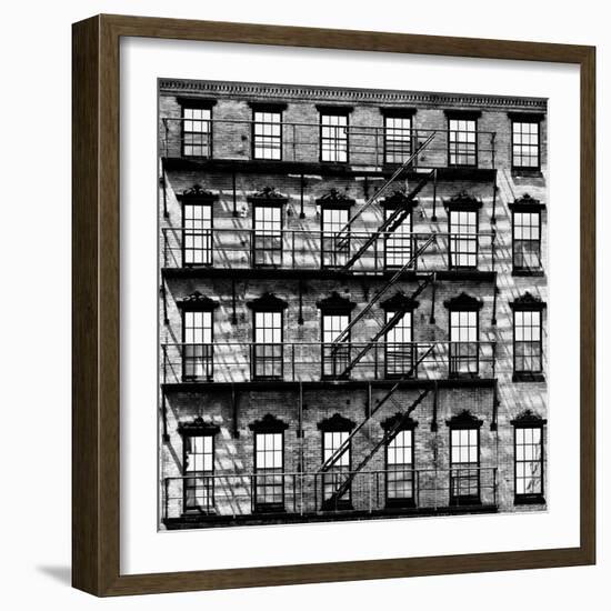 Building Facade in Red Brick, Stairway on Philadelphia Building, Pennsylvania, US Square-Philippe Hugonnard-Framed Photographic Print