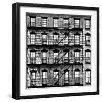 Building Facade in Red Brick, Stairway on Philadelphia Building, Pennsylvania, US Square-Philippe Hugonnard-Framed Photographic Print