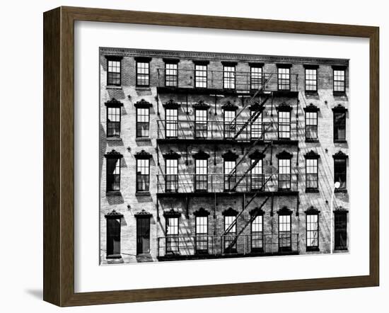 Building Facade in Red Brick, Stairway on Philadelphia Building, Pennsylvania, US, White Frame-Philippe Hugonnard-Framed Art Print