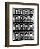 Building Facade in Red Brick, Stairway on Philadelphia Building, Pennsylvania, US-Philippe Hugonnard-Framed Photographic Print