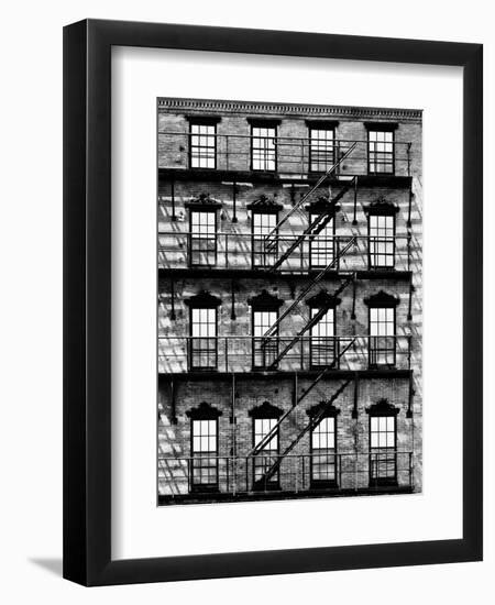 Building Facade in Red Brick, Stairway on Philadelphia Building, Pennsylvania, US-Philippe Hugonnard-Framed Photographic Print