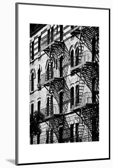 Building Facade New York with Fire Escapes, Manhattan, NYC, White Frame, Full Size Photography-Philippe Hugonnard-Mounted Photographic Print