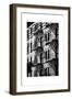 Building Facade New York with Fire Escapes, Manhattan, NYC, White Frame, Full Size Photography-Philippe Hugonnard-Framed Photographic Print