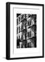 Building Facade New York with Fire Escapes, Manhattan, NYC, White Frame, Full Size Photography-Philippe Hugonnard-Framed Photographic Print