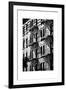 Building Facade New York with Fire Escapes, Manhattan, NYC, White Frame, Full Size Photography-Philippe Hugonnard-Framed Photographic Print