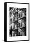 Building Facade New York with Fire Escapes, Manhattan, NYC, White Frame, Full Size Photography-Philippe Hugonnard-Framed Stretched Canvas