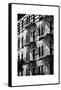 Building Facade New York with Fire Escapes, Manhattan, NYC, White Frame, Full Size Photography-Philippe Hugonnard-Framed Stretched Canvas