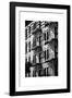 Building Facade New York with Fire Escapes, Manhattan, NYC, White Frame, Full Size Photography-Philippe Hugonnard-Framed Photographic Print