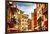 Building Facades of Riomaggiore, Liguria, Italy-George Oze-Framed Photographic Print