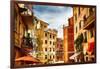 Building Facades of Riomaggiore, Liguria, Italy-George Oze-Framed Photographic Print