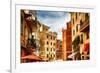 Building Facades of Riomaggiore, Liguria, Italy-George Oze-Framed Photographic Print