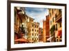 Building Facades of Riomaggiore, Liguria, Italy-George Oze-Framed Photographic Print