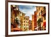 Building Facades of Riomaggiore, Liguria, Italy-George Oze-Framed Photographic Print