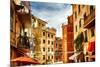 Building Facades of Riomaggiore, Liguria, Italy-George Oze-Mounted Photographic Print