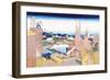 Building in the Village-Katsushika Hokusai-Framed Art Print