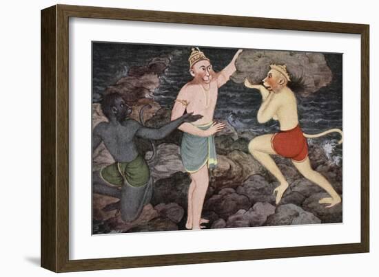 Building of Rama's bridge, 1913-K Venkatappa-Framed Giclee Print