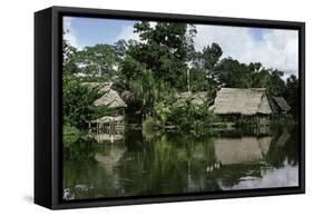 Building on Stilts Reflected in the River Amazon, Peru, South America-Sybil Sassoon-Framed Stretched Canvas