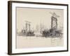 Building the Bridge at Cologne, 1914-Joseph Pennell-Framed Giclee Print