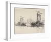 Building the Bridge at Cologne, 1914-Joseph Pennell-Framed Premium Giclee Print