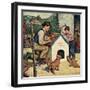 "Building the Doghouse", March 24, 1951-Amos Sewell-Framed Giclee Print