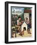 "Building the Doghouse" Saturday Evening Post Cover, March 24, 1951-Amos Sewell-Framed Giclee Print