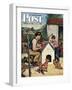 "Building the Doghouse" Saturday Evening Post Cover, March 24, 1951-Amos Sewell-Framed Giclee Print