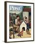 "Building the Doghouse" Saturday Evening Post Cover, March 24, 1951-Amos Sewell-Framed Giclee Print