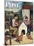 "Building the Doghouse" Saturday Evening Post Cover, March 24, 1951-Amos Sewell-Mounted Giclee Print