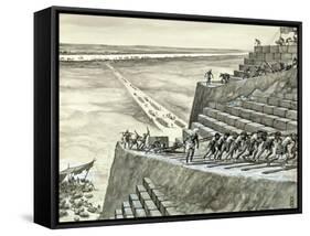 Building the Great Pyramid at Giza-Peter Jackson-Framed Stretched Canvas