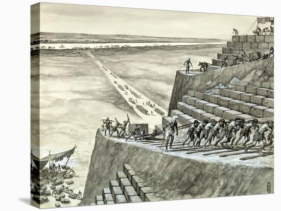 Building the Great Pyramid at Giza-Peter Jackson-Stretched Canvas