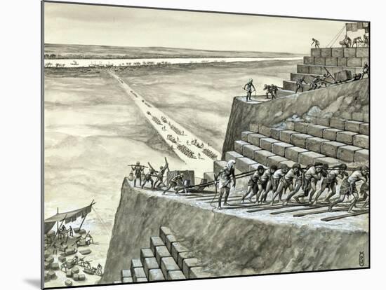 Building the Great Pyramid at Giza-Peter Jackson-Mounted Giclee Print