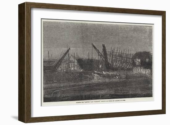 Building the Lapwing and Ringdove Dispatch Gun-Vessels by Gaslight, at Cowes-null-Framed Giclee Print