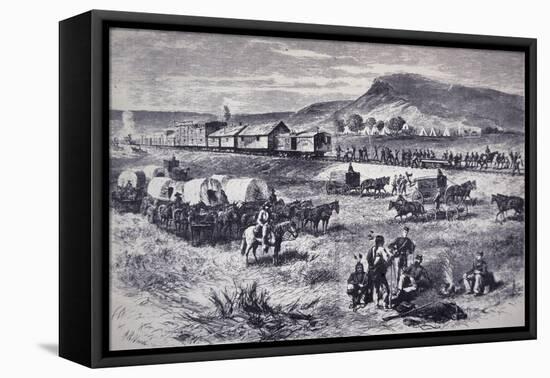 Building the Northern Pacific Railroad, from Harper's Weekly, 17th July 1875-null-Framed Stretched Canvas