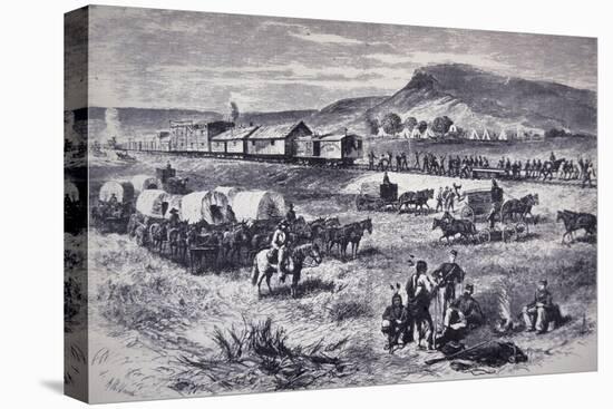 Building the Northern Pacific Railroad, from Harper's Weekly, 17th July 1875-null-Stretched Canvas